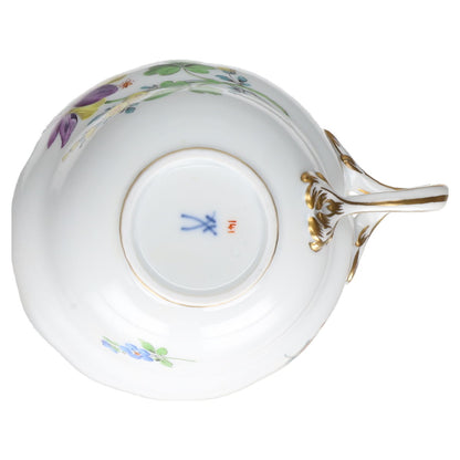 Kaffeetasse Blüte Lila Gelb Typ II Meissen Neuer Ausschnitt I.Wahl Bunte Blume