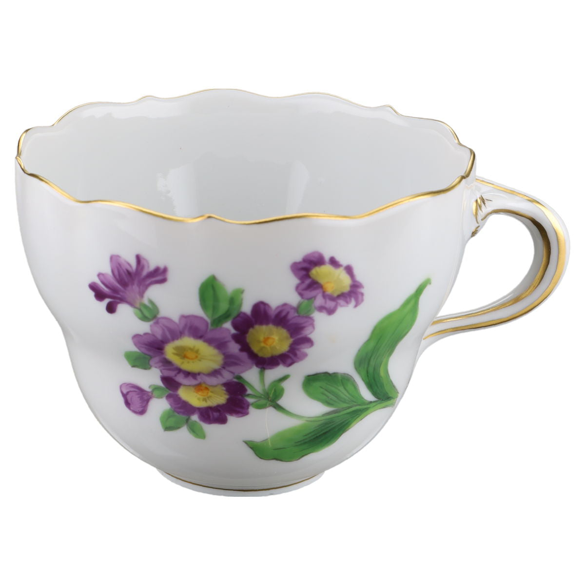 Kaffeetasse Blüte Lila Typ II Meissen Neuer Ausschnitt II.Wahl Bunte Blume