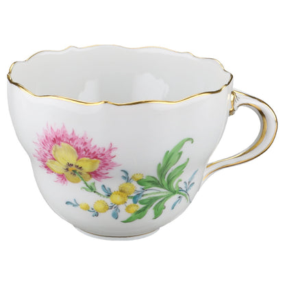 Kaffeetasse Blüte Rosa Gelb Typ I Meissen Neuer Ausschnitt I.Wahl Bunte Blume