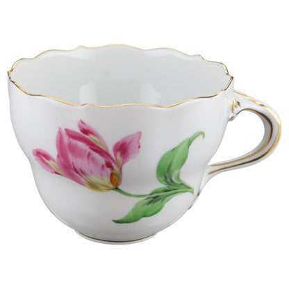 Kaffeetasse Blüte Rosa Gelb Typ II Meissen Neuer Ausschnitt II.Wahl Bunte Blume