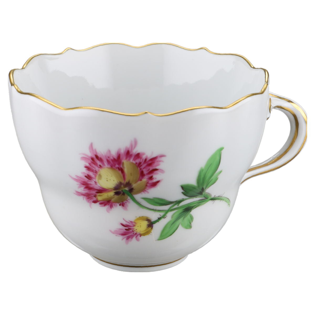 Kaffeetasse Blüte Rosa Gelb Typ IV Meissen Neuer Ausschnitt II.Wahl Bunte Blume