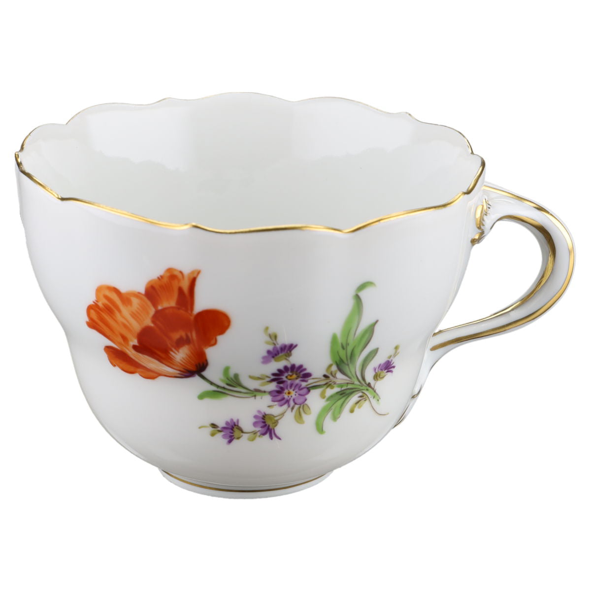 Kaffeetasse Blüte Rot Lila Typ I Meissen Neuer Ausschnitt II.Wahl Bunte Blume