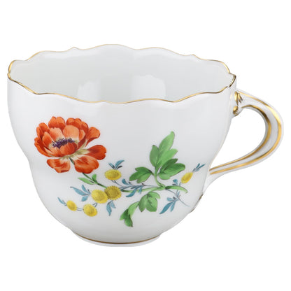 Kaffeetasse Blüte Rot Typ I Meissen Neuer Ausschnitt I.Wahl Bunte Blume