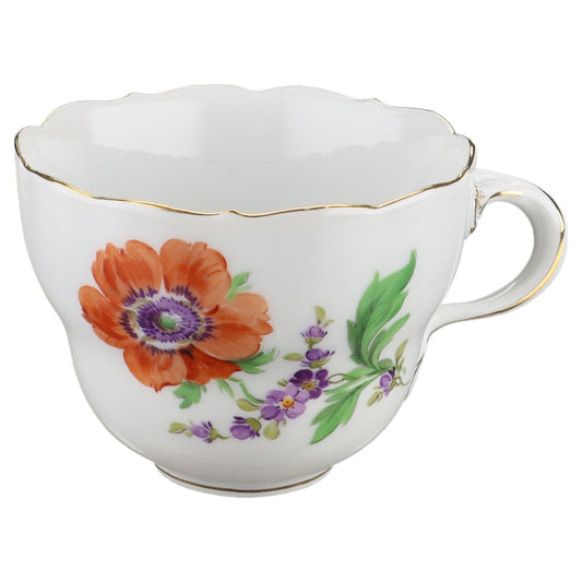 Kaffeetasse Blüte Rot Typ I Meissen Neuer Ausschnitt II.Wahl Bunte Blume