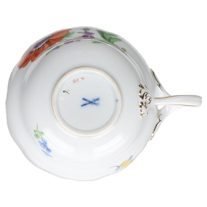 Kaffeetasse Blüte Rot Typ I Meissen Neuer Ausschnitt II.Wahl Bunte Blume