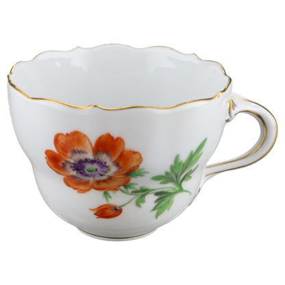 Kaffeetasse Blüte Rot Typ II Meissen Neuer Ausschnitt II.Wahl Bunte Blume