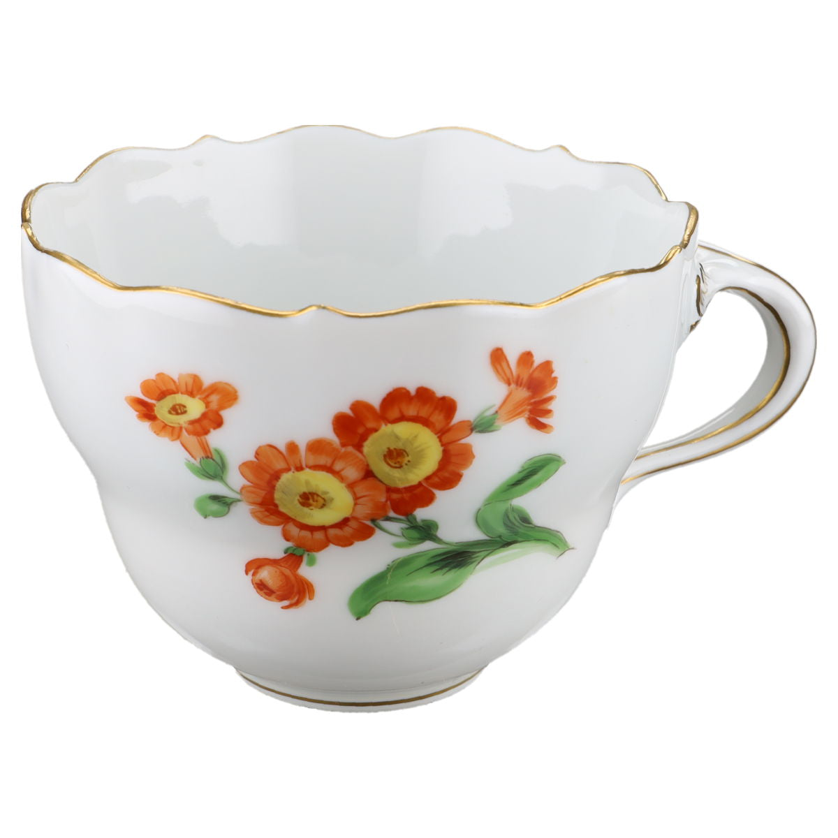 Kaffeetasse Glockenblüte Orange Meissen Neuer Ausschnitt II.Wahl Bunte Blume