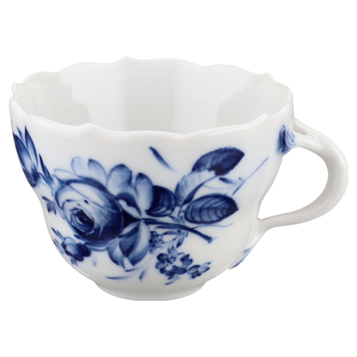 Kaffeetasse klein mit Innendekor Meissen Neuer Ausschnitt I.Wahl Blaue Blume mit Insekten