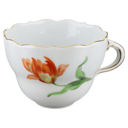 Kaffeetasse mit Untere Tulpe Orange Meissen Neuer Ausschnitt II.Wahl Bunte Blume