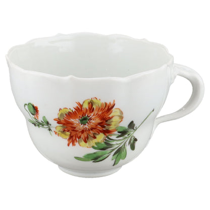 Kaffeetasse ohne Goldrand Chrysantheme Meissen Neuer Ausschnitt II.Wahl Bunte Blume