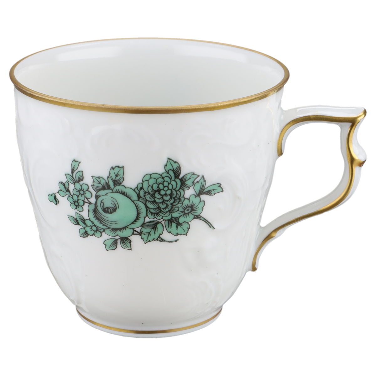 Kaffeetasse Rosenthal Sanssouci weiß Grüne Blume mit Goldrand