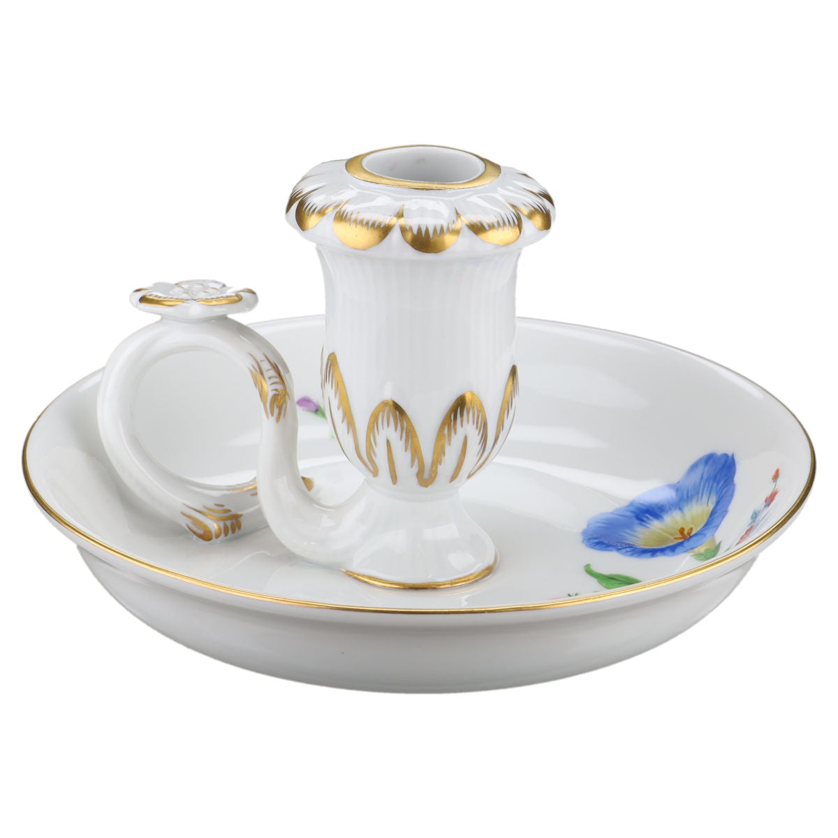 Kerzenleuchter mit Griff Meissen Blumenmotive