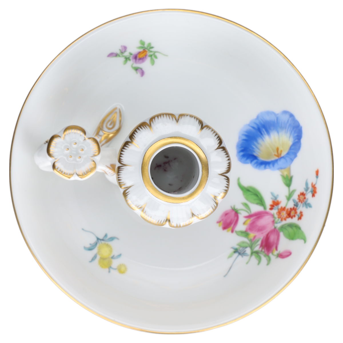 Kerzenleuchter mit Griff Meissen Blumenmotive