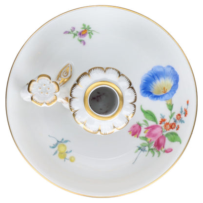 Kerzenleuchter mit Griff Meissen Blumenmotive