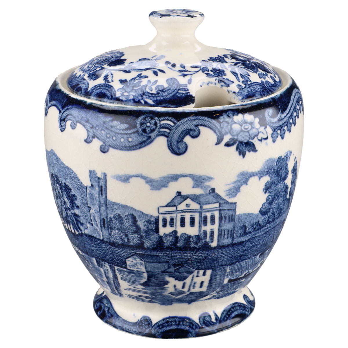 Konfitürendose / Marmeladendose  Royal Worcester Avon Scenes Palissy