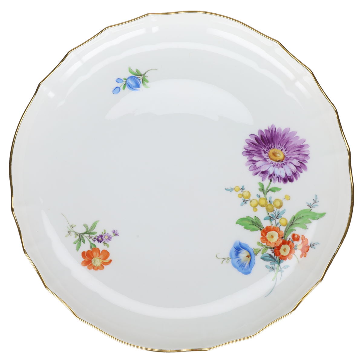 Kuchenplatte Margarite Lila Meissen Neuer Ausschnitt I.Wahl Blumenbouquet