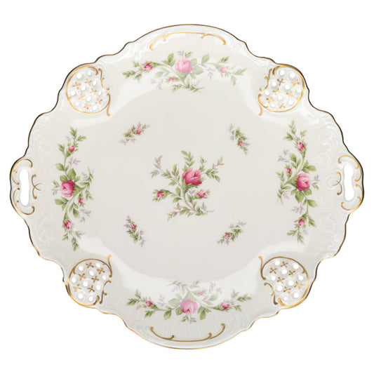 Kuchenplatte mit Durchbruch und Griffen Rosenthal Molière Moosrose 2984