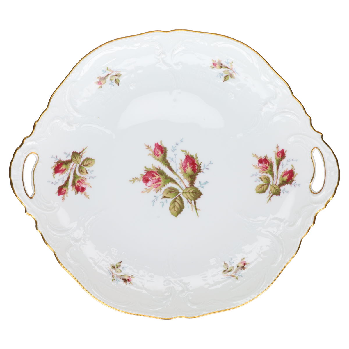 Kuchenplatte mit Griffen Rosenthal Sanssouci weiß Moosrose