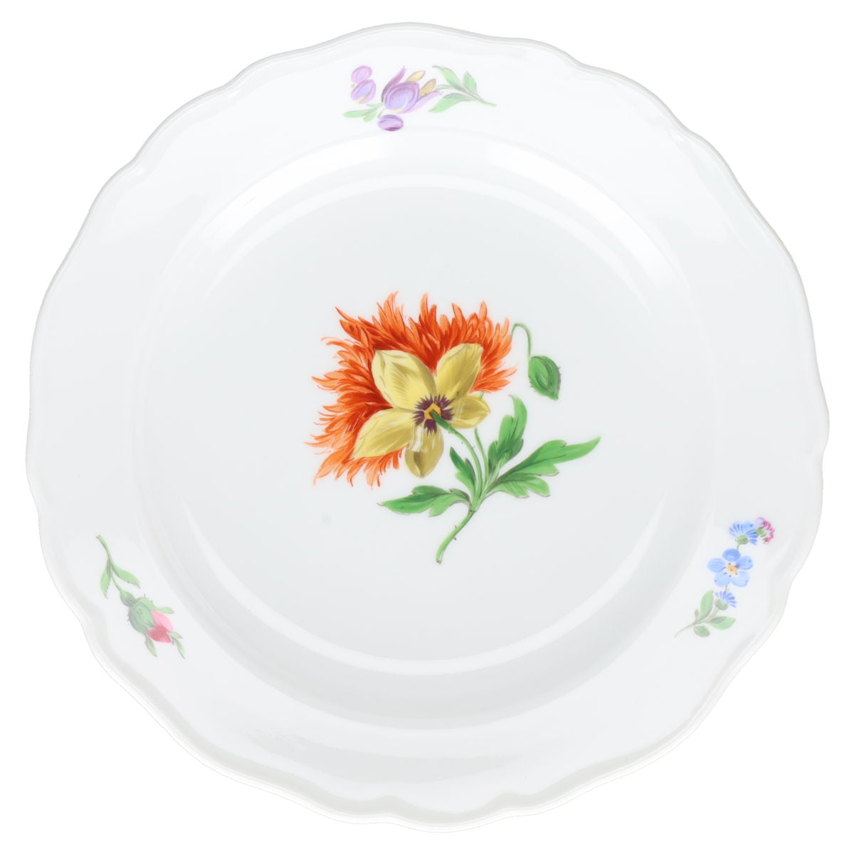 Kuchenteller klein Chrysantheme links Meissen Neuer Ausschnitt II.Wahl Bunte Blume