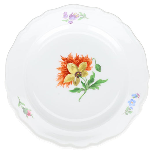 Kuchenteller klein Chrysantheme links Meissen Neuer Ausschnitt II.Wahl Bunte Blume