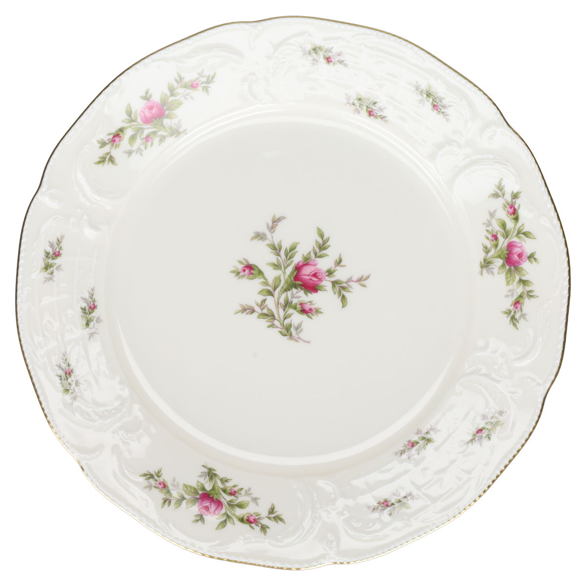 Kuchenteller Rosenthal Sanssouci elfenbeinfarben Moosrose Ramona