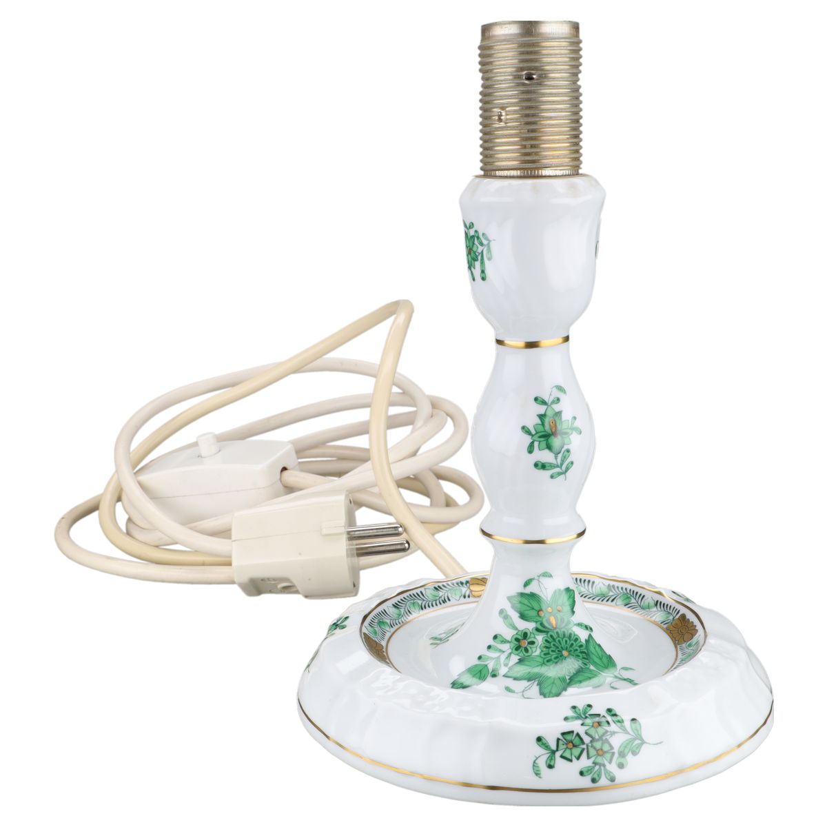 Lampenfuss ohne Schirm elektrisch - Modell 7915 Herend Ungarn Apponyi grün