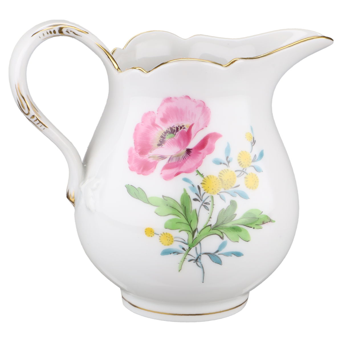 Milchkännchen Blüte Blau und Pink Meissen Neuer Ausschnitt I.Wahl Bunte Blume