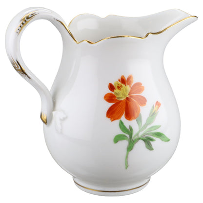 Milchkännchen Blüte Gelb, Lila und Orange, Gelb Meissen Neuer Ausschnitt II.Wahl Bunte Blume