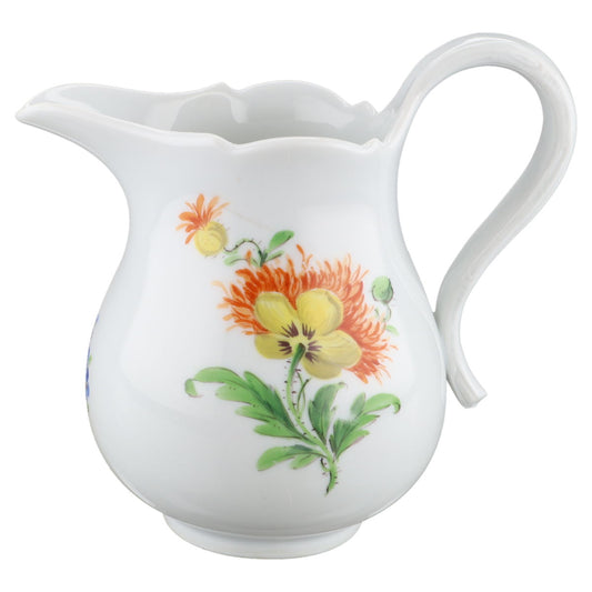 Milchkännchen groß ohne Goldrand Chrysantheme orange Meissen Neuer Ausschnitt II.Wahl Bunte Blume
