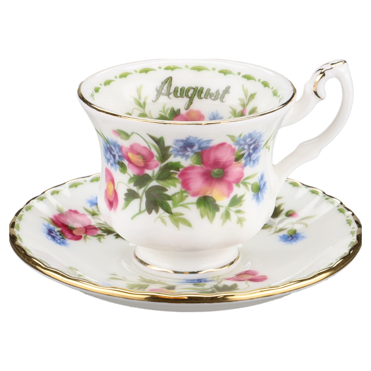 Miniaturtasse mit Untertasse - August Royal Albert Flower of The Month