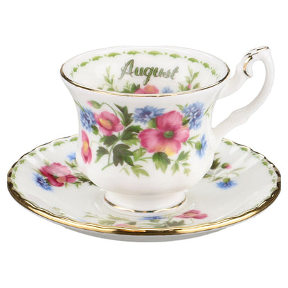 Miniaturtasse mit Untertasse - August Royal Albert Flower of The Month