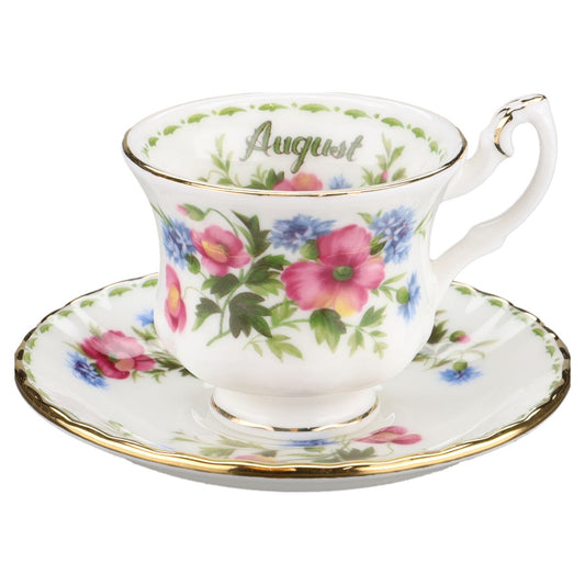 Miniaturtasse mit Untertasse - August Royal Albert Flower of The Month
