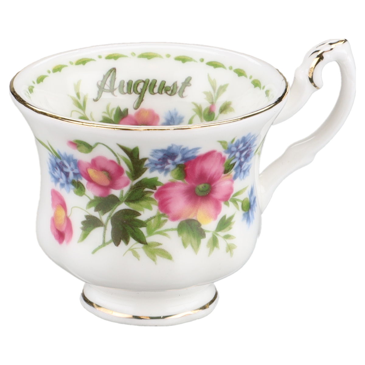 Miniaturtasse mit Untertasse - August Royal Albert Flower of The Month