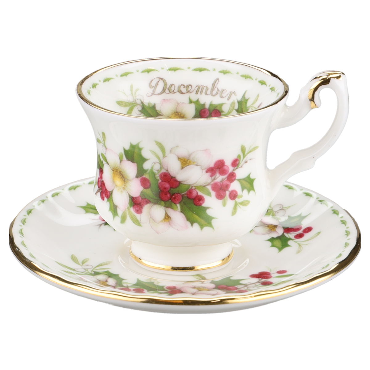 Miniaturtasse mit Untertasse - December Royal Albert Flower of The Month