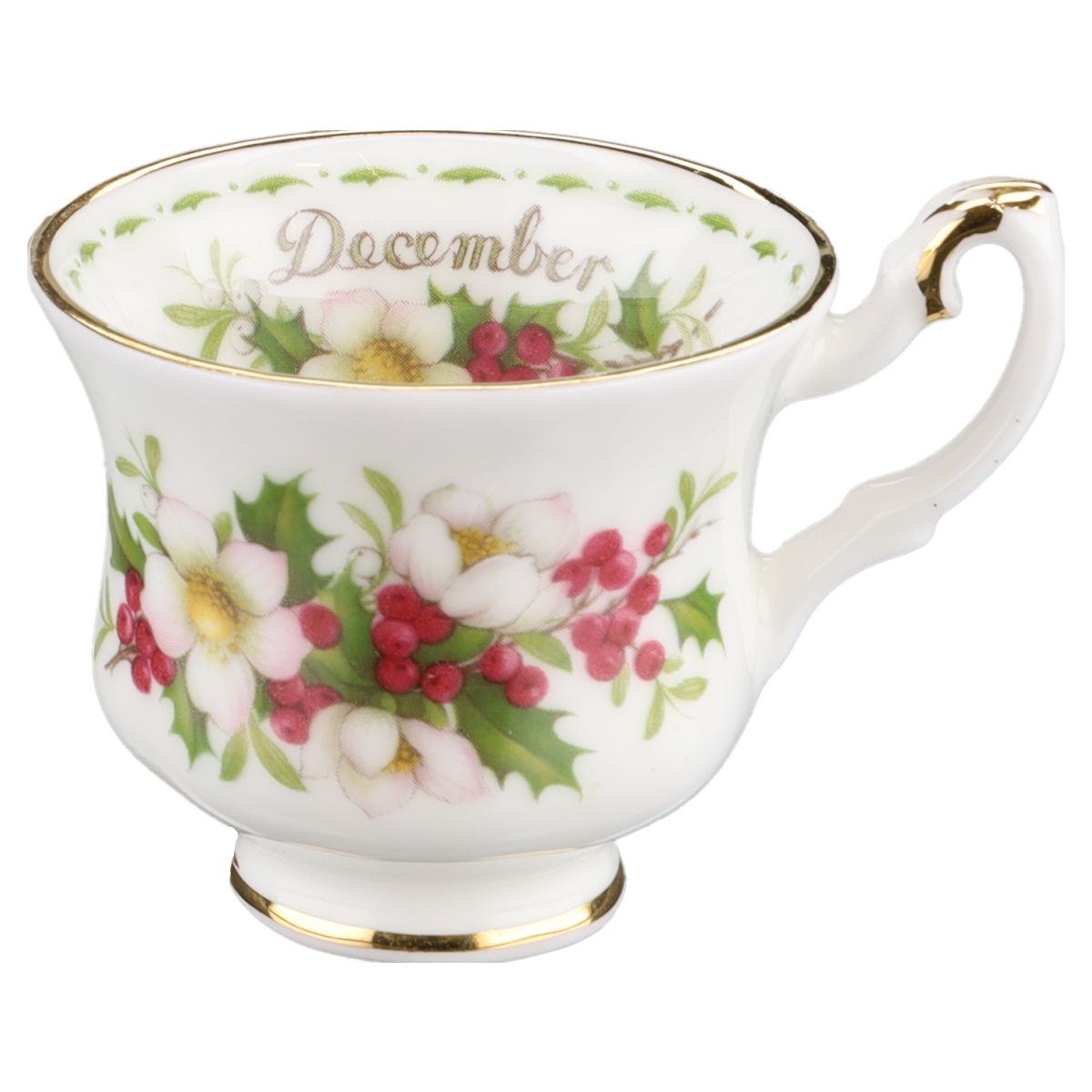 Miniaturtasse mit Untertasse - December Royal Albert Flower of The Month
