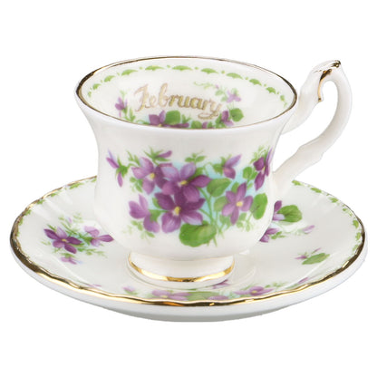 Miniaturtasse mit Untertasse - February Royal Albert Flower of The Month