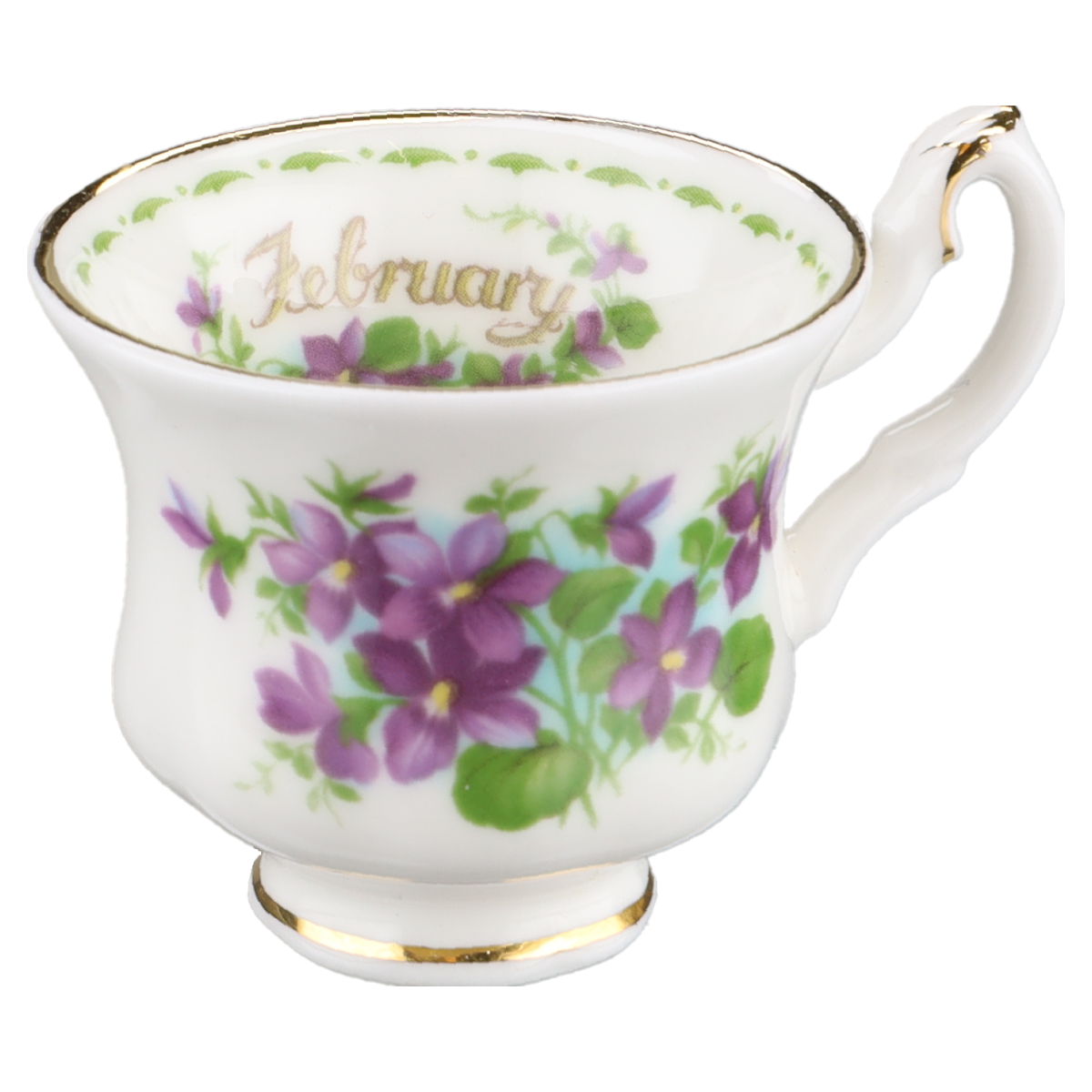 Miniaturtasse mit Untertasse - February Royal Albert Flower of The Month