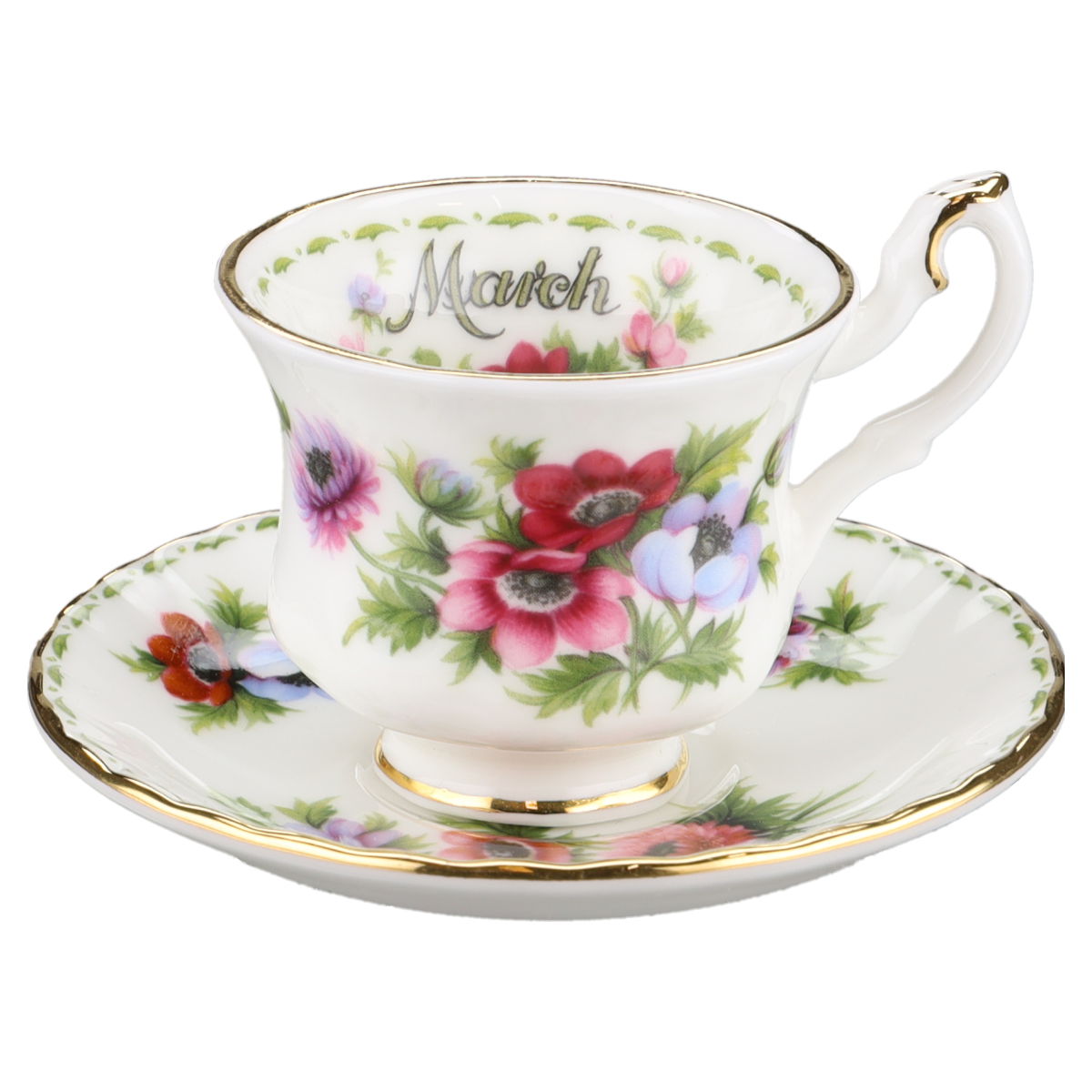 Miniaturtasse mit Untertasse - March Royal Albert Flower of The Month