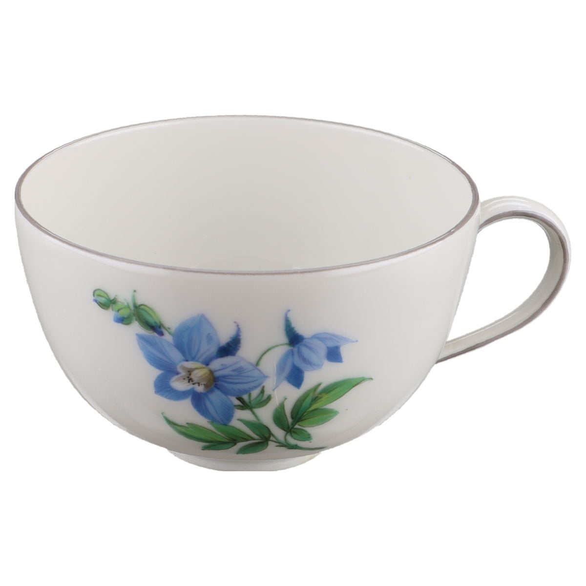 Mokkatasse Espressotasse Blüte Blau Typ I KPM Berlin Urbino I.Wahl Wildblumen mit grauem Rand