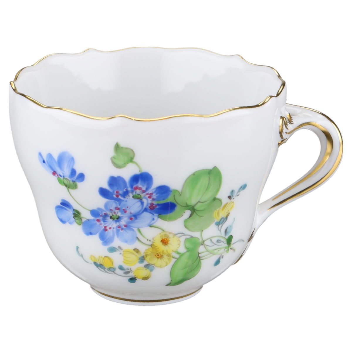 Mokkatasse Espressotasse Blüte Blau Typ II Meissen Neuer Ausschnitt I.Wahl Bunte Blume