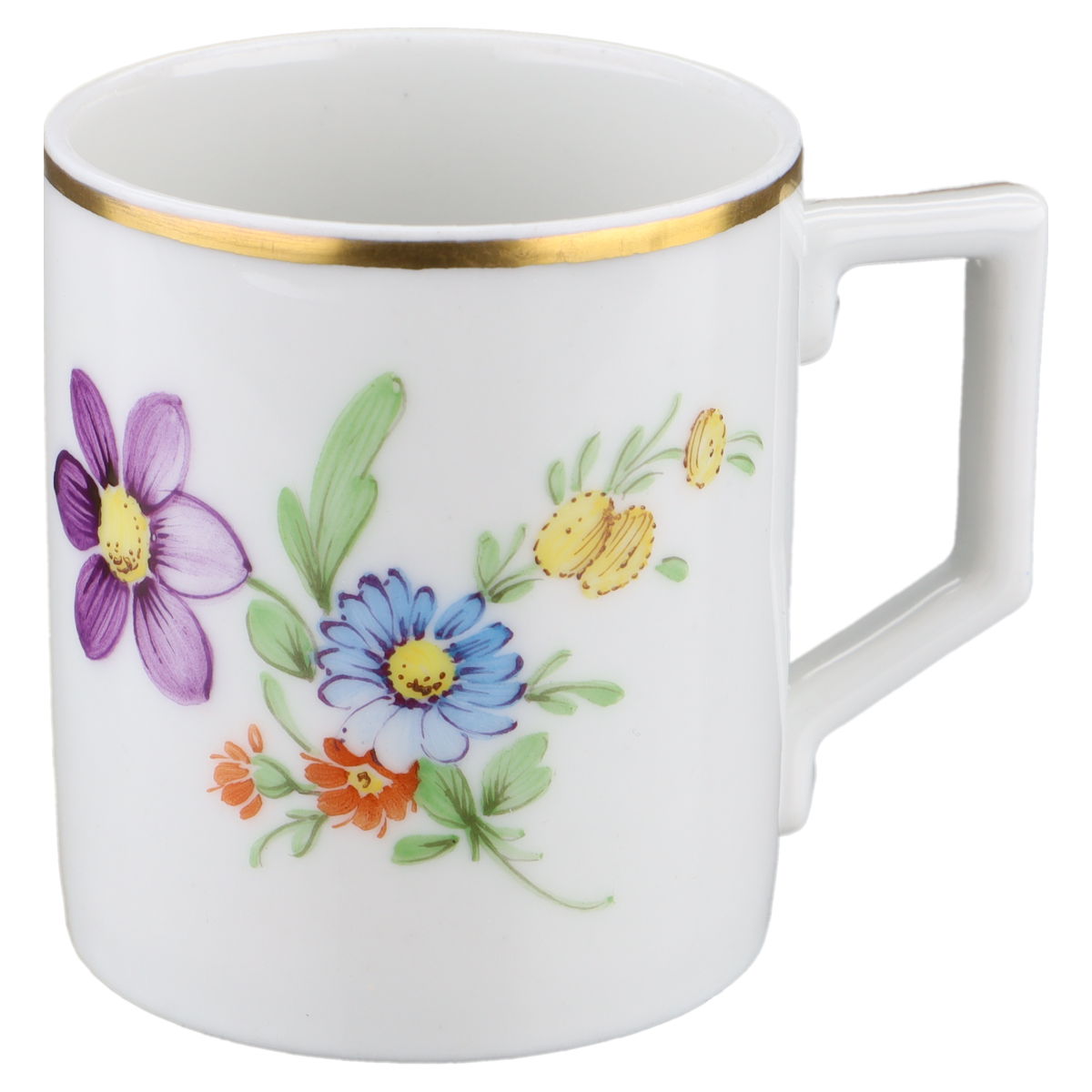 Mokkatasse Espressotasse Blüte Lila Höchst Höchster Porzellanmanufaktur Kurfürst Bunte Blume