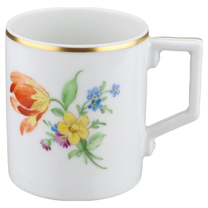 Mokkatasse Espressotasse Blüte Orange, Gelb Höchst Höchster Porzellanmanufaktur Kurfürst Bunte Blume