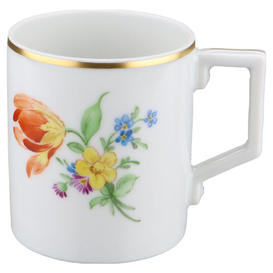 Mokkatasse Espressotasse Blüte Orange, Gelb Höchst Höchster Porzellanmanufaktur Kurfürst Bunte Blume