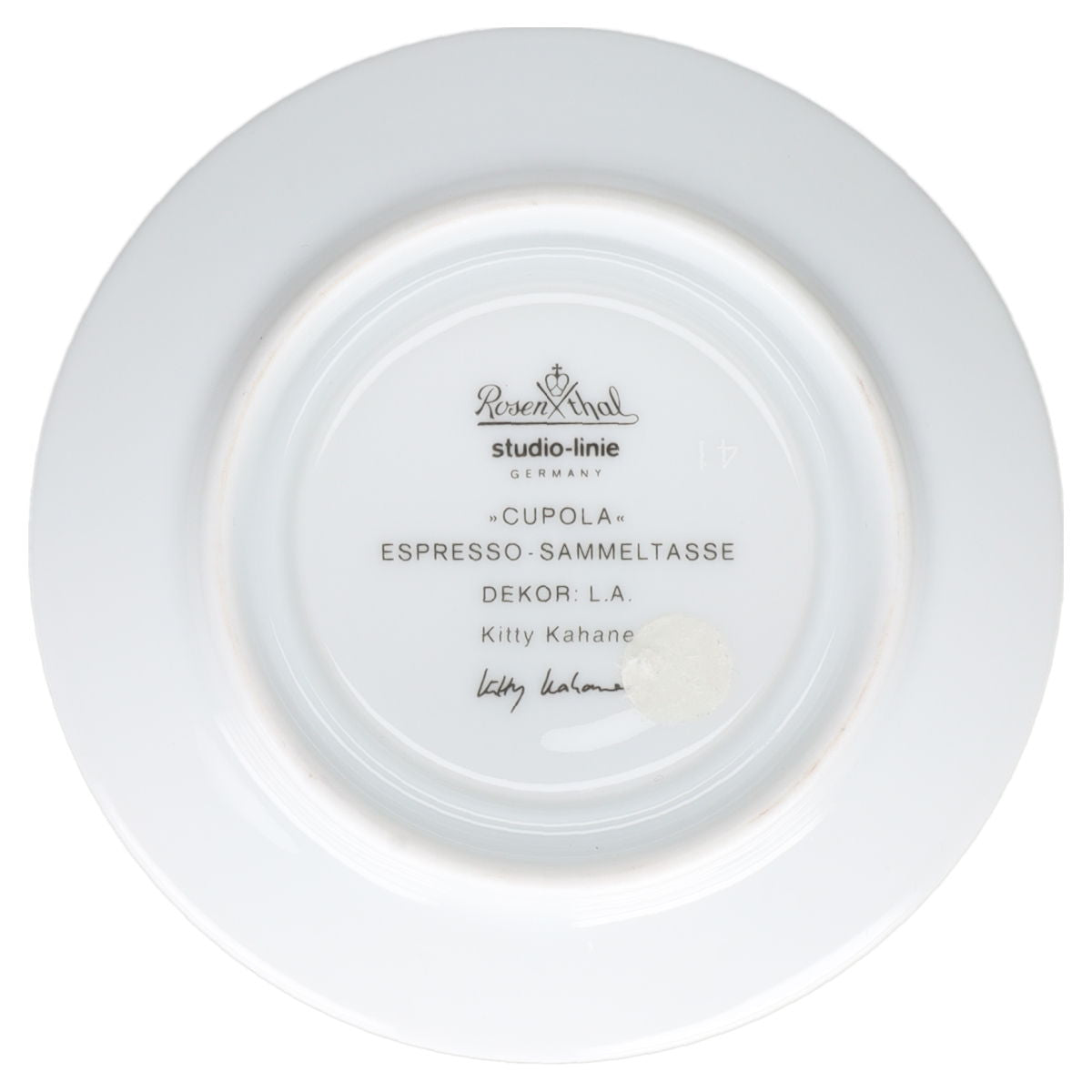 Mokkatasse Espressotasse mit Untertasse - Dekor L.A - Kitty Kahane Rosenthal Cupola Künstlertassen