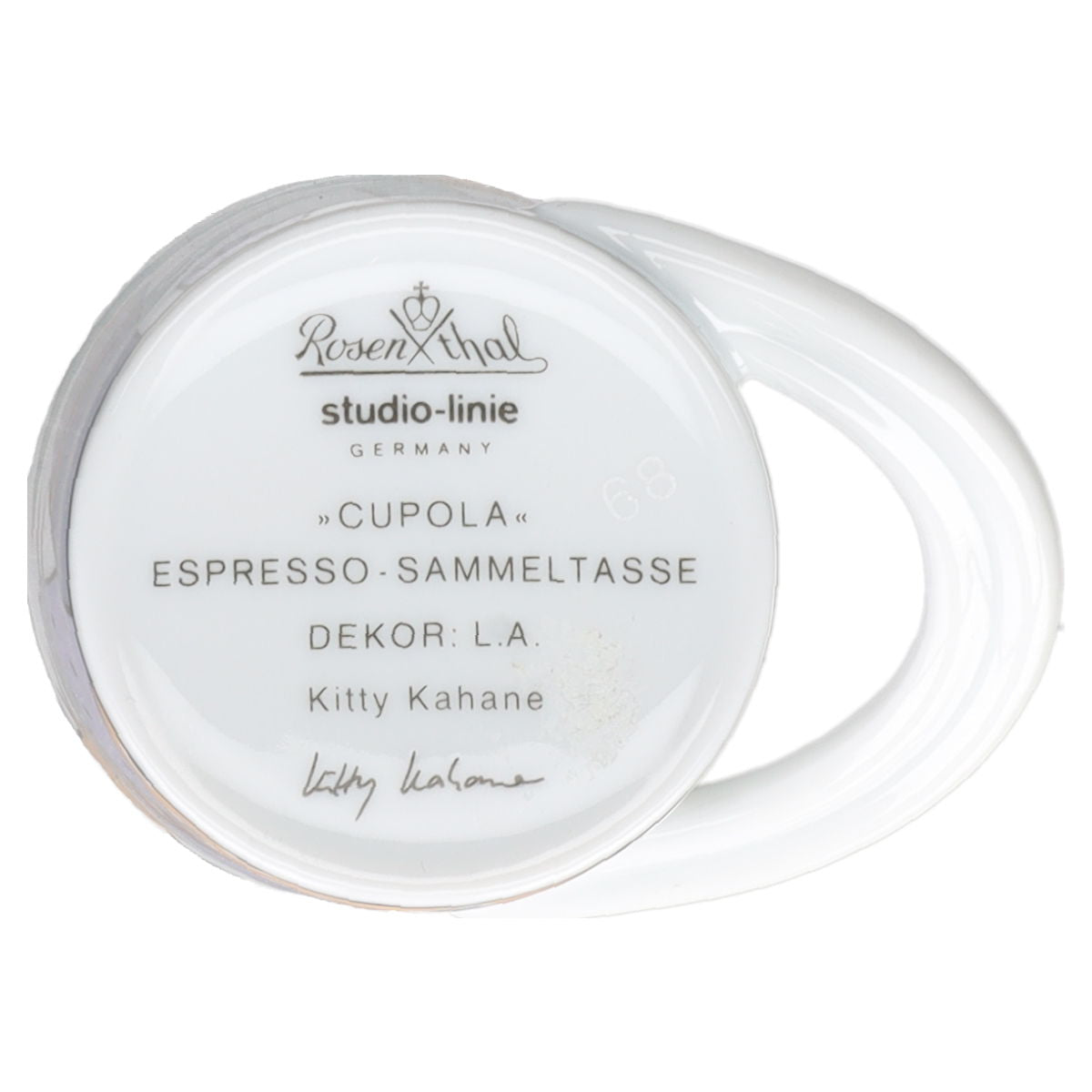 Mokkatasse Espressotasse mit Untertasse - Dekor L.A - Kitty Kahane Rosenthal Cupola Künstlertassen