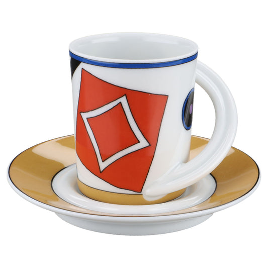 Mokkatasse Espressotasse mit Untertasse - Dekor Sevillia - Sanja Zivo Rosenthal Cupola Künstlertassen