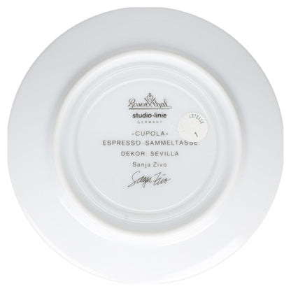 Mokkatasse Espressotasse mit Untertasse - Dekor Sevillia - Sanja Zivo Rosenthal Cupola Künstlertassen