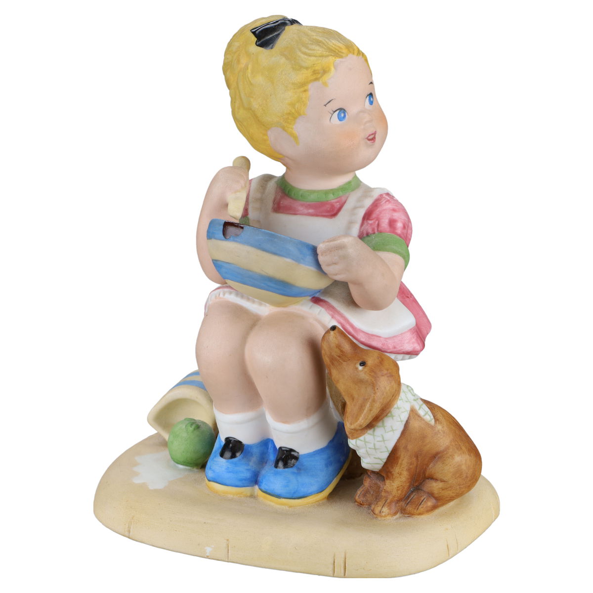 Porzellanbild Mädchen mit Schüsselmund Hund Franklin Porcelain Children of the United Nations