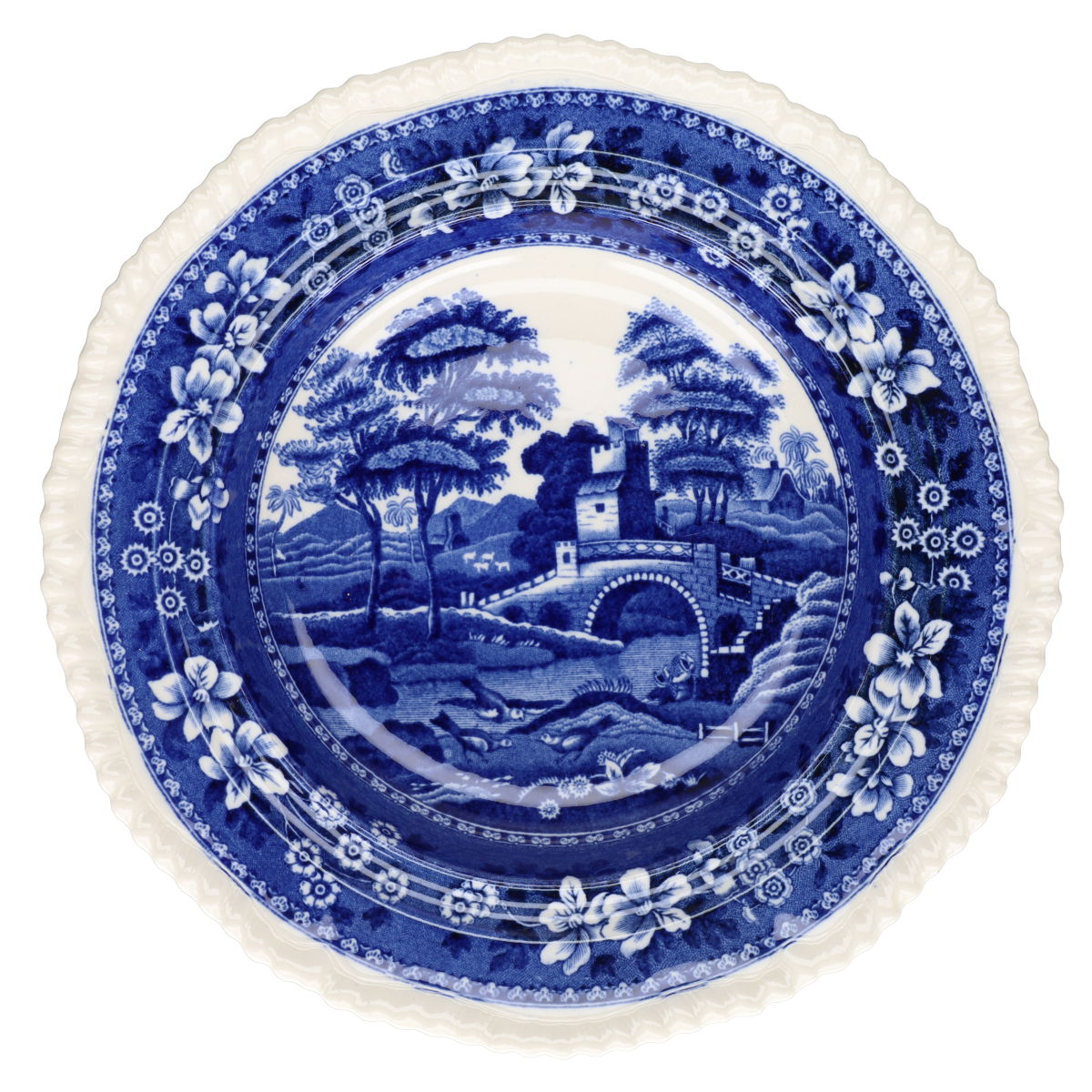 Ragout / Terrine flach Deckelschüssel Spode Copeland Blue Tower