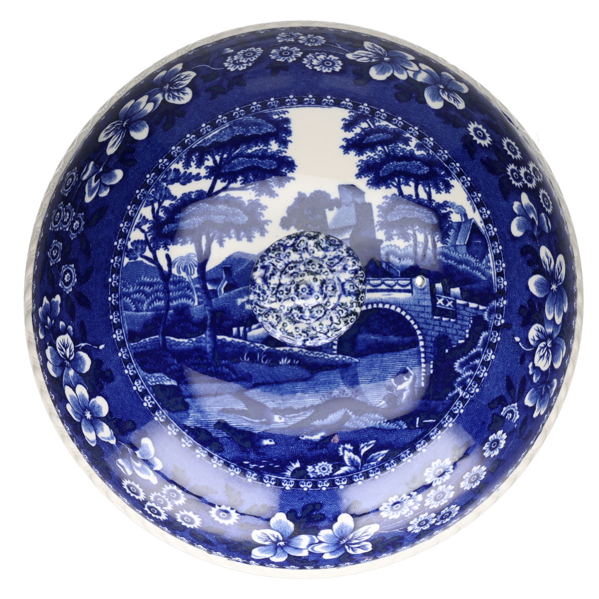 Ragout / Terrine flach Deckelschüssel Spode Copeland Blue Tower